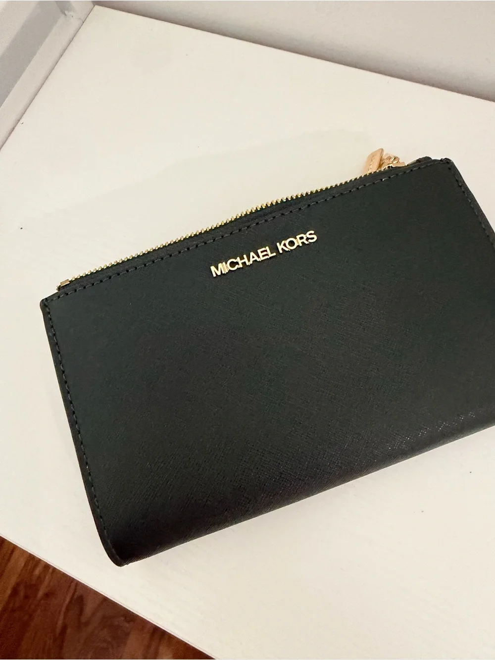 Michael Kors Black Card Wallet with Gold Hardware